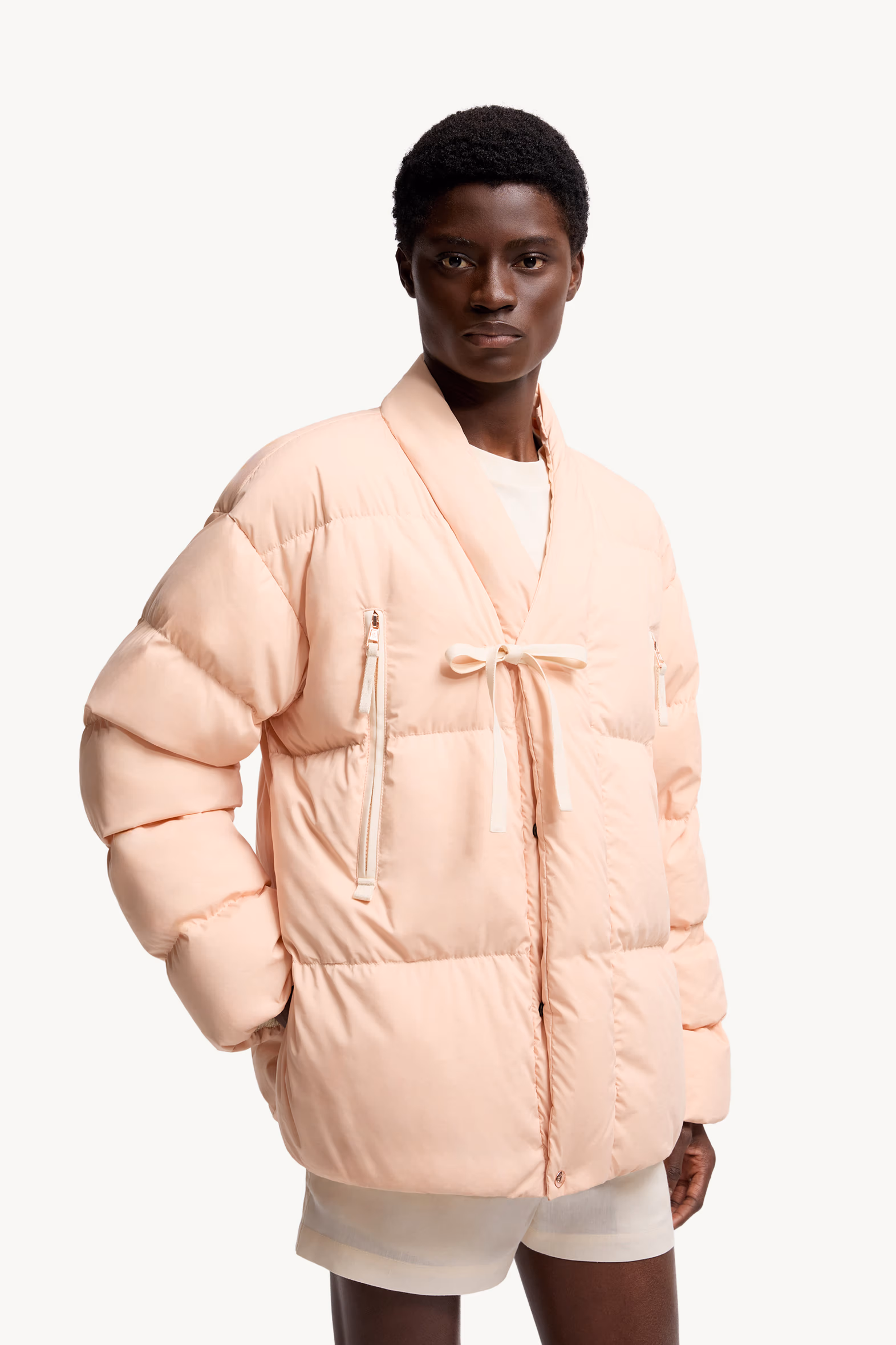 Moncler x Gilga Farm Designed by Donald Glover Tangelo Short Down Jacket Men Peach Pink Moncler 6